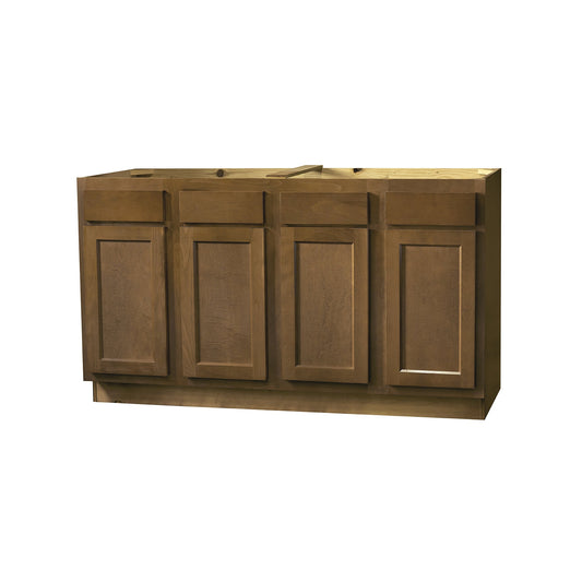 Sink Base Cabinet - Warmwood Shaker - 60 Inch W x 34.5 Inch H x 24 Inch D
