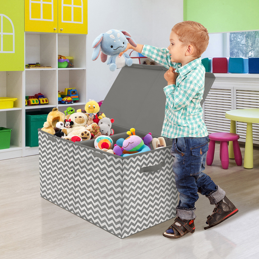 Sorbus Kids Large Toy Storage Chest with Lid, Silver Furniture > Cabinets & Storage > Storage Chests Sorbus Silver