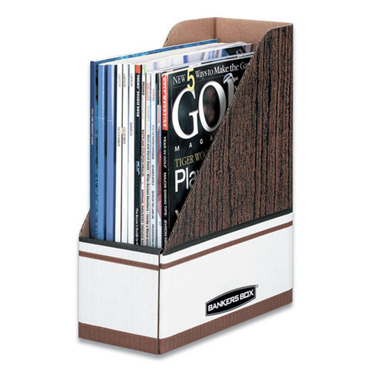 4 In. X 9 In. X 11.75 In. Corrugated Cardboard Magazine File - Wood Grain (12/Carton)