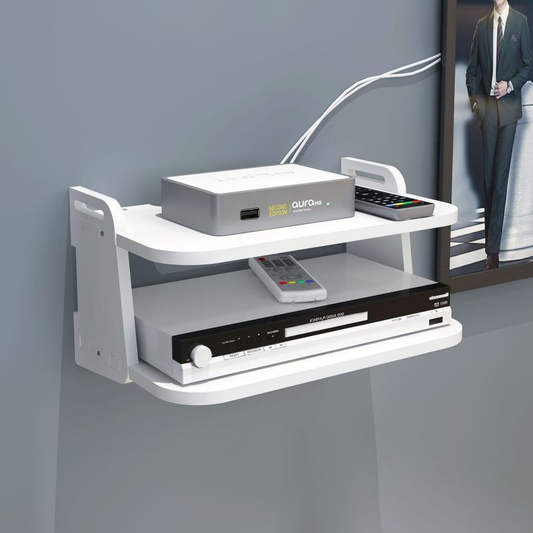 Wrea Set Top Box Rack, Floating STB Shelf, Organizing Router Floating Rack, Load Bearing Deck Wall Shelf for TV Components Router Media Console STB.