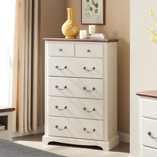 6 Drawers Dresser Chests for Bedroom, Wood Rustic Tall Chset of Drawers,Dressers