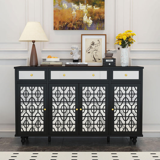Sideboard Buffet Cabinet, 57" Modern Kitchen Storage Cabinet , Black