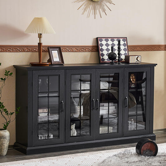 35" Sideboard, 6 Adjustable Shelves Sideboard Buffet Cabinet with 4 Doors