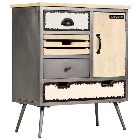 Sideboard Solid Mango Wood And Steel 25.6&quot;X13&quot;X29.9&quot;