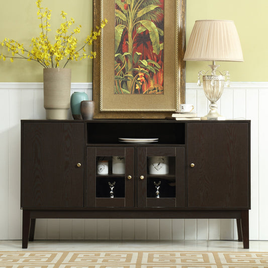 60" Modern Solid Wood Sideboard Buffet Table Storage Cabinet Tall Console Table