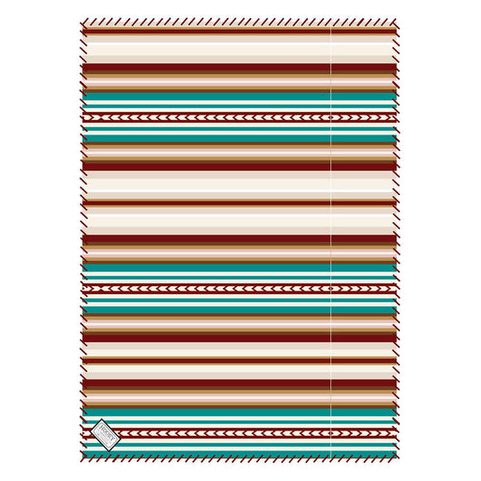 "Hooey Fleece Blanket" Red/White/Turquoise Serape