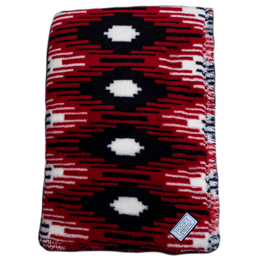 "Hooey Fleece Blanket" Red / Black / White Saddle Pattern