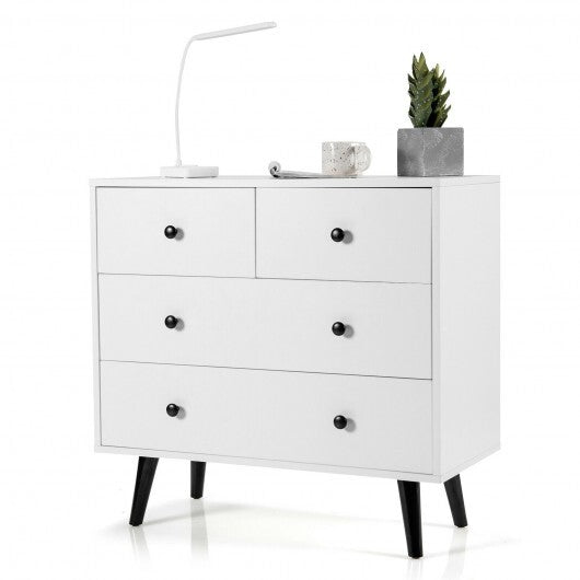 4 Drawers Dresser Chest of Drawers Free Standing Sideboard Cabinet-White
