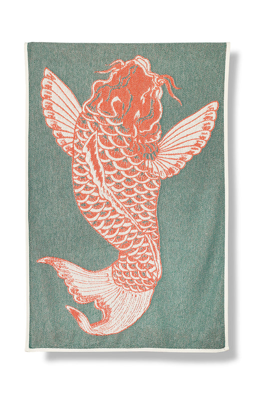 "Koi" Cotton Beach Towel / Mini Blanket by Michele Rondelli