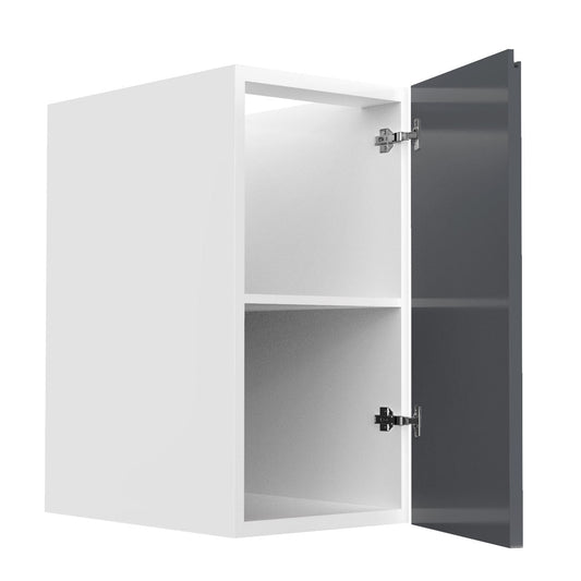 RTA - Lacquer Grey - Full Height Single Door Base Cabinets | 15"W x 30"H x 23.8"D