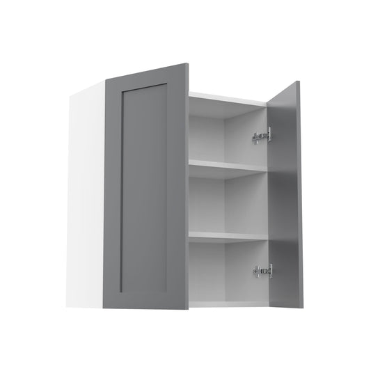 RTA - Grey Shaker - Double Door Wall Cabinets | 27"W x 30"H x 12"D