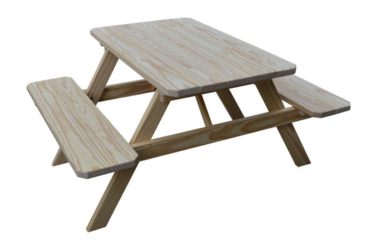 A&L Furniture Co. Pressure Treated Pine 4' Picnic Table w/ Attached Benches  - LEAD TIME TO SHIP 10 BUSINESS DAYS