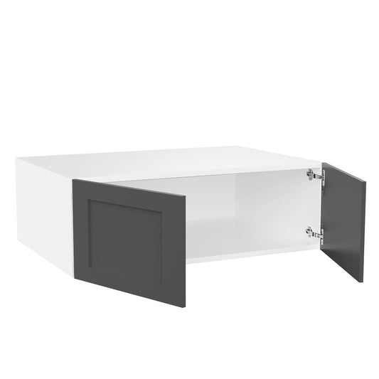 RTA - Grey Shaker - Double Door Refrigerator Wall Cabinets | 36"W x 12"H x 24"D