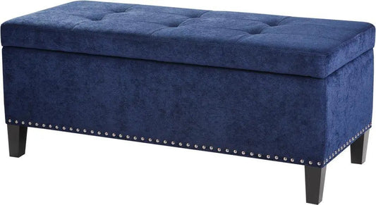 Shandra II Tufted Top Storage Bench Blue