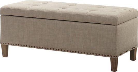 Shandra II Tufted Top Storage Bench Light Taupe