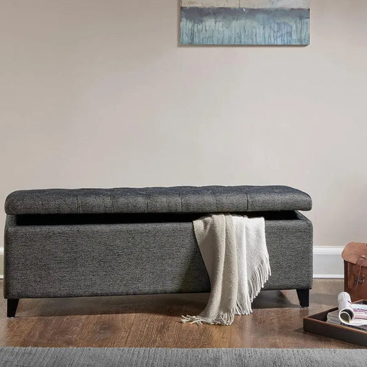 Shandra Tufted Top Storage Bench Charcoal