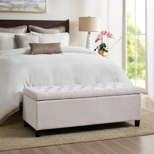 Shandra Tufted Top Storage Bench Natural