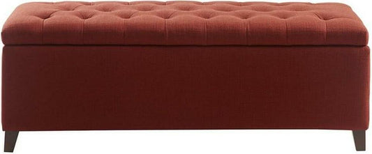 Shandra Tufted Top Storage Bench Rust Red
